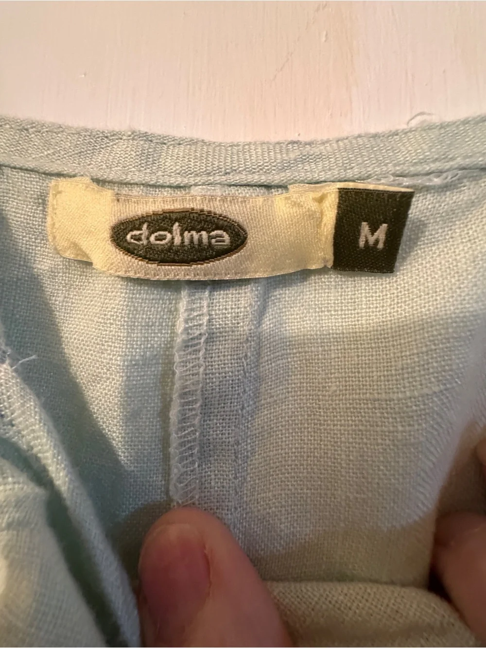 Dolma Linen V-neck Maxi Dress Muted Mint Adjustable Spaghetti Straps Size Medium - Picture 4 of 6